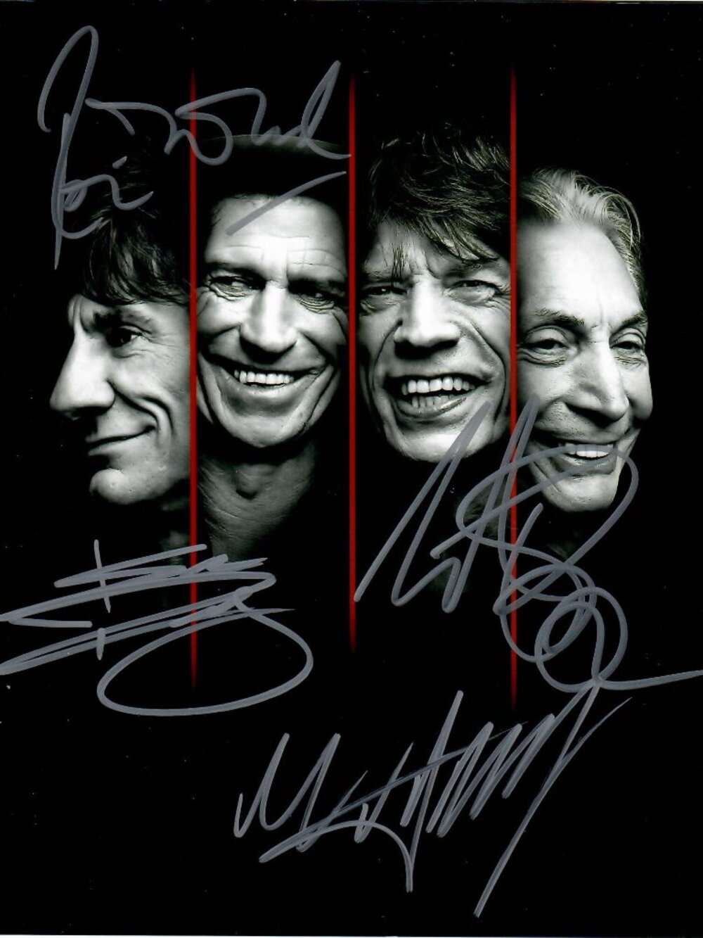 The Rolling Stones Jagger Richards Woods Watts Signed 8X10 Photo
